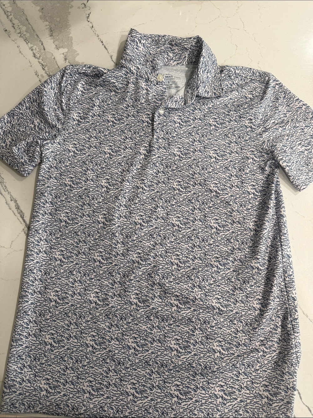Southern Tide Boys Blue & White Patterned Polo